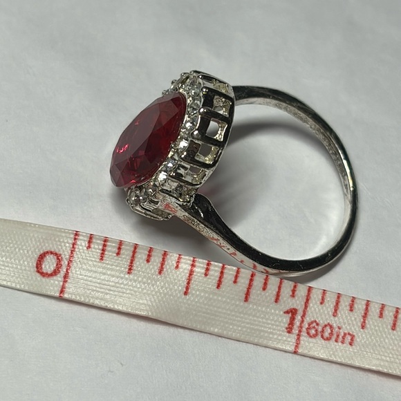 Ruby Cocktail Ring Ruby Cluster Ring 5 Ct Ruby Silver Ring Ruby Engagement Ring - Picture 9 of 9